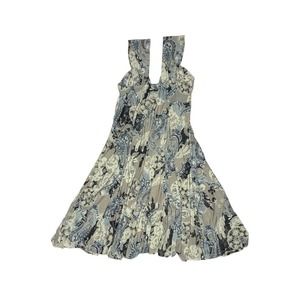 MT Collection Women's Blue Cream Gray & Black Pattern Paisley Shift Dress Size 1